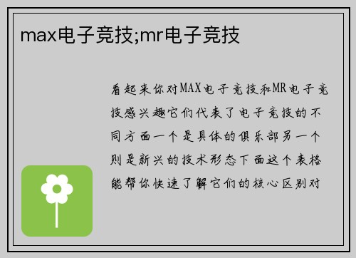 max电子竞技;mr电子竞技